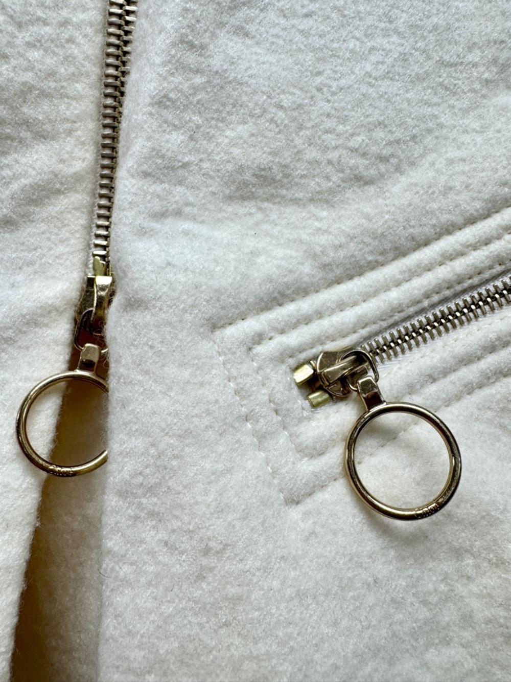CHLOÉ Off-White Wool Moto Jacket Gold Ring Zippers Archival 2008 - Picture 5 of 13